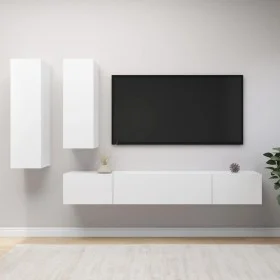 Set de muebles de salón TV 4 piezas madera de ingeniería blanco de vidaXL, Muebles TV - Ref: Foro24-3078733, Precio: 230,72 €...