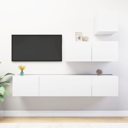 Set de muebles de salón TV 4 piezas madera de ingeniería blanco de vidaXL, Muebles TV - Ref: Foro24-3078736, Precio: 162,83 €...