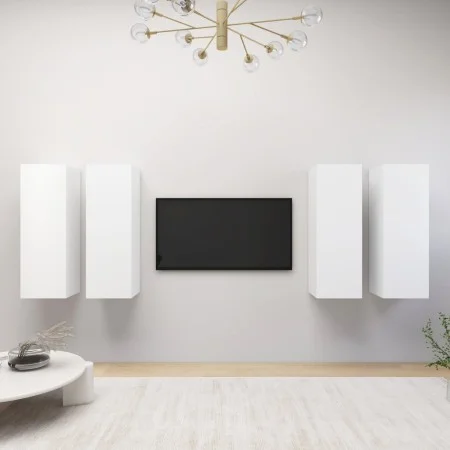 Muebles de salón 4 uds madera ingeniería blanco 30,5x30x90 cm de vidaXL, Muebles TV - Ref: Foro24-3078741, Precio: 180,18 €, ...