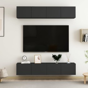 Muebles de salón 4 uds madera ingeniería negro 80x30x30 cm de vidaXL, Muebles TV - Ref: Foro24-3078745, Precio: 168,59 €, Des...