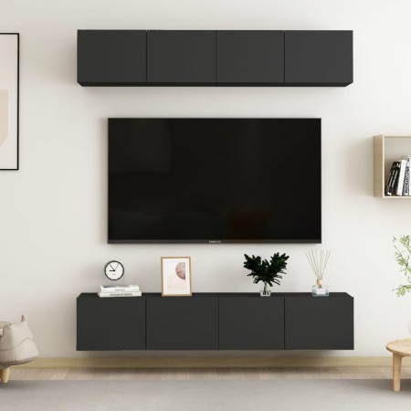 Muebles de salón 4 uds madera ingeniería negro 80x30x30 cm de vidaXL, Muebles TV - Ref: Foro24-3078745, Precio: 168,59 €, Des...