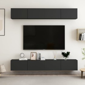 Muebles de salón 4 uds madera ingeniería negro 100x30x30 cm de vidaXL, Muebles TV - Ref: Foro24-3078746, Precio: 251,23 €, De...