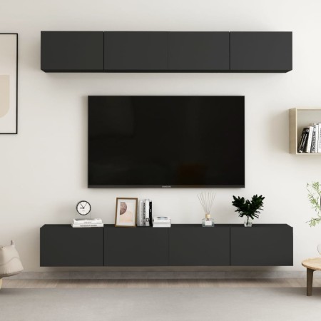 Muebles de salón 4 uds madera ingeniería negro 100x30x30 cm de vidaXL, Muebles TV - Ref: Foro24-3078746, Precio: 251,23 €, De...