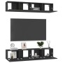 Muebles de salón 4 uds madera ingeniería negro 80x30x30 cm de vidaXL, Muebles TV - Ref: Foro24-3078745, Precio: 168,59 €, Des...