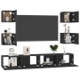 Set de muebles de salón TV 6 pzas madera de ingeniería negro de vidaXL, Muebles TV - Ref: Foro24-3078768, Precio: 219,76 €, D...