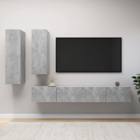 Set muebles de salón TV 4 pzas madera ingeniería gris hormigón en Muebles TV | Comprar online en Foru.es