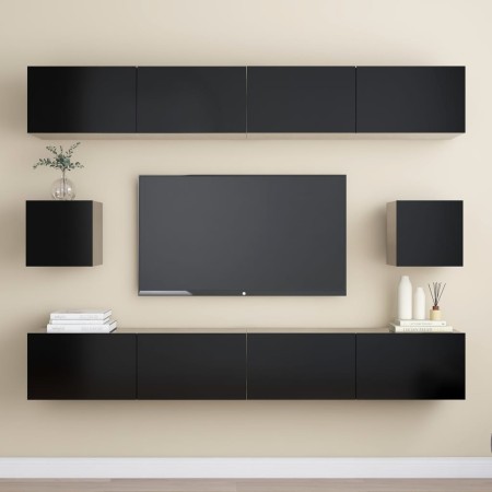 Set de muebles de salón TV 6 piezas madera ingeniería negro de vidaXL, Muebles TV - Ref: Foro24-3078789, Precio: 294,70 €, De...