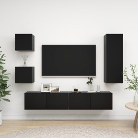 Set de muebles de TV 5 piezas madera contrachapada negro de vidaXL, Muebles TV - Ref: Foro24-3078801, Precio: 173,67 €, Descu...