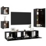 Set de muebles de TV 5 piezas madera contrachapada negro de vidaXL, Muebles TV - Ref: Foro24-3078801, Precio: 173,67 €, Descu...