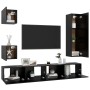 Set de muebles de salón TV 5 pzas madera de ingeniería negro de vidaXL, Muebles TV - Ref: Foro24-3078802, Precio: 231,11 €, D...