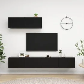 Set de muebles de salón TV 3 pzas madera de ingeniería negro de vidaXL, Muebles TV - Ref: Foro24-3078808, Precio: 201,09 €, D...