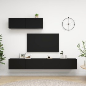 Set de muebles de salón TV 3 pzas madera de ingeniería negro de vidaXL, Muebles TV - Ref: Foro24-3078808, Precio: 197,92 €, D...