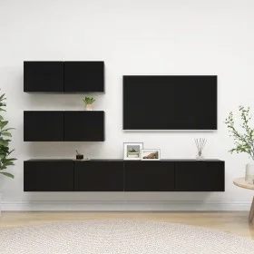 Set de muebles de salón TV 6 pzas madera de ingeniería negro de vidaXL, Muebles TV - Ref: Foro24-3078816, Precio: 223,60 €, D...