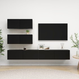 Set de muebles de salón TV 6 pzas madera de ingeniería negro de vidaXL, Muebles TV - Ref: Foro24-3078816, Precio: 216,78 €, D...