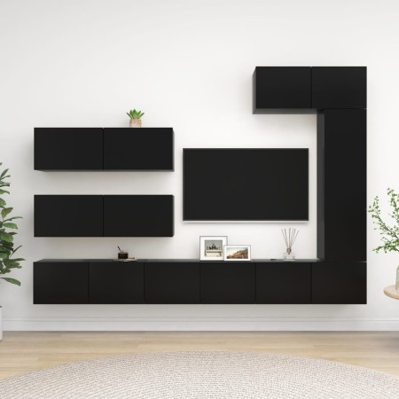 Set de muebles de salón TV 7 piezas madera de ingeniería negro de vidaXL, Muebles TV - Ref: Foro24-3078822, Precio: 407,85 €,...