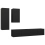 Set de muebles de TV salón 4 piezas madera contrachapada negro de vidaXL, Muebles TV - Ref: Foro24-3078837, Precio: 157,83 €,...