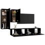 Set de muebles de TV salón 4 piezas madera contrachapada negro de vidaXL, Muebles TV - Ref: Foro24-3078837, Precio: 157,83 €,...