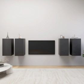 Muebles de salón 4 pzas madera ingeniería gris 30,5x30x60 cm de vidaXL, Muebles TV - Ref: Foro24-3078950, Precio: 136,05 €, D...