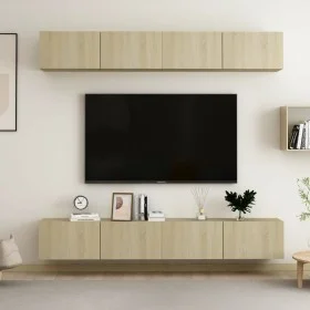 Juego de muebles de salón 4 piezas roble Sonoma 100x30x30 cm de vidaXL, Muebles TV - Ref: Foro24-3078956, Precio: 170,46 €, D...