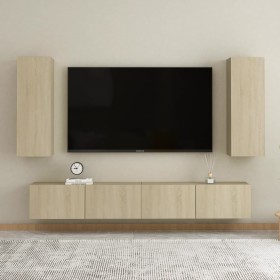 Set de muebles salón TV 4 pzas madera ingeniería roble Sonoma de vidaXL, Muebles TV - Ref: Foro24-3078959, Precio: 167,85 €, ...