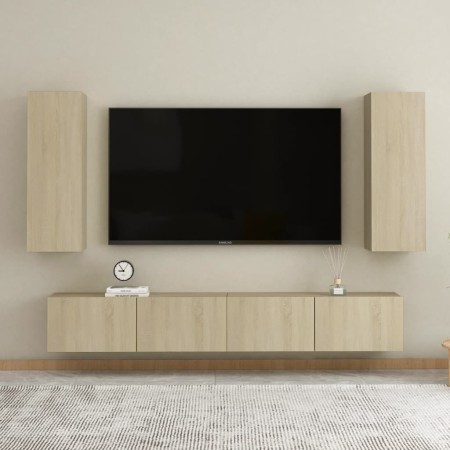 Set de muebles salón TV 4 pzas madera ingeniería roble Sonoma de vidaXL, Muebles TV - Ref: Foro24-3078959, Precio: 167,85 €, ...