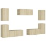Juego de muebles de salón 7 piezas roble Sonoma de vidaXL, Muebles TV - Ref: Foro24-3078987, Precio: 258,35 €, Descuento: %