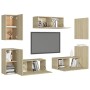 Juego de muebles de salón 7 piezas roble Sonoma de vidaXL, Muebles TV - Ref: Foro24-3078987, Precio: 258,35 €, Descuento: %