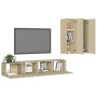 Juego de muebles de salón 4 piezas roble Sonoma de vidaXL, Muebles TV - Ref: Foro24-3079001, Precio: 167,85 €, Descuento: %
