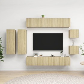 Set de muebles salón TV 8 pzas madera ingeniería roble Sonoma de vidaXL, Muebles TV - Ref: Foro24-3079020, Precio: 288,73 €, ...