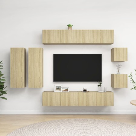 Set de muebles salón TV 8 pzas madera ingeniería roble Sonoma de vidaXL, Muebles TV - Ref: Foro24-3079020, Precio: 288,73 €, ...