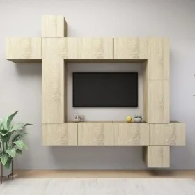 Set of 9-piece engineered oak Sonoma wood living room TV furniture. by vidaXL, TV Furniture - Ref: Foro24-3079053, Price: 358...
