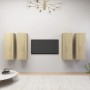 Juego de muebles de salón 4 pzas roble Sonoma 30,5x30x90 cm de vidaXL, Muebles TV - Ref: Foro24-3079056, Precio: 171,36 €, De...