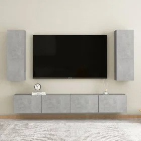 Set de muebles de salón 4 pzas madera ingeniería gris hormigón de vidaXL, Muebles TV - Ref: Foro24-3079064, Precio: 164,16 €,...