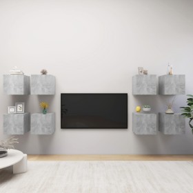 Muebles de TV de pared 8 piezas gris hormigón 30,5x30x30 cm en Muebles TV | Comprar online en Foru.es
