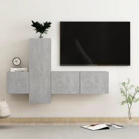 Set de muebles de salón 3 pzas madera ingeniería gris hormigón de vidaXL, Muebles TV - Ref: Foro24-3079074, Precio: 102,96 €,...