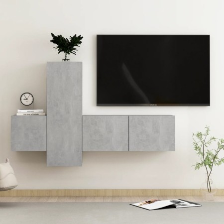 Set de muebles de salón 3 pzas madera ingeniería gris hormigón de vidaXL, Muebles TV - Ref: Foro24-3079074, Precio: 102,96 €,...