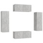 Set de muebles de salón 4 pzas madera ingeniería gris hormigón de vidaXL, Muebles TV - Ref: Foro24-3079086, Precio: 170,61 €,...