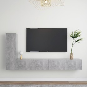 Set muebles de salón TV 3 pzas madera ingeniería gris hormigón de vidaXL, Muebles TV - Ref: Foro24-3079095, Precio: 150,74 €,...