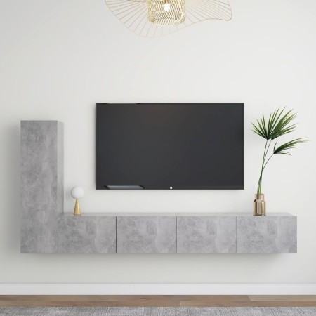 Set muebles de salón TV 3 pzas madera ingeniería gris hormigón de vidaXL, Muebles TV - Ref: Foro24-3079095, Precio: 150,74 €,...