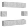 Juego de muebles de salón 6 piezas gris hormigón de vidaXL, Muebles TV - Ref: Foro24-3079103, Precio: 190,39 €, Descuento: %