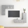 Set muebles salón TV 4 pzas madera ingeniería gris hormigón de vidaXL, Muebles TV - Ref: Foro24-3079109, Precio: 170,61 €, De...