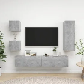 Set muebles de salón TV 5 pzas madera ingeniería gris hormigón de vidaXL, Muebles TV - Ref: Foro24-3079116, Precio: 154,83 €,...