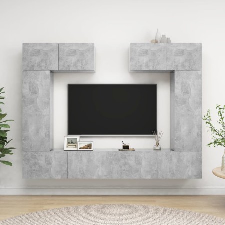Set muebles de salón TV 6 pzas madera ingeniería gris hormigón de vidaXL, Muebles TV - Ref: Foro24-3079119, Precio: 266,02 €,...