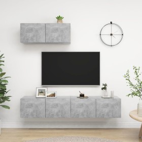 Set de muebles de salón 3 pzas madera ingeniería gris hormigón de vidaXL, Muebles TV - Ref: Foro24-3079121, Precio: 114,41 €,...