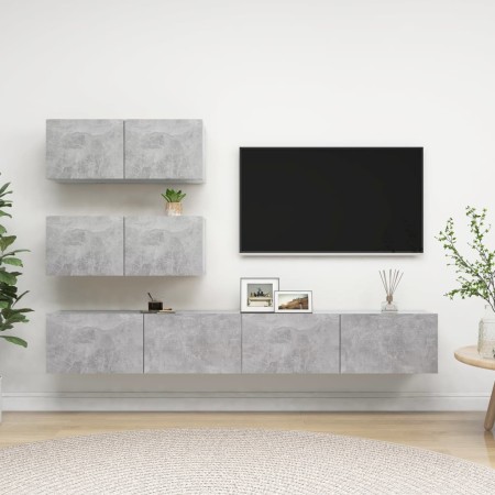 Set muebles de salón TV 4 pzas madera ingeniería gris hormigón de vidaXL, Muebles TV - Ref: Foro24-3079131, Precio: 171,26 €,...