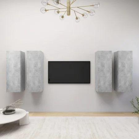 Living room furniture set 4 pieces concrete gray 30.5x30x90 cm by vidaXL, TV Furniture - Ref: Foro24-3079161, Price: 197,67 €...