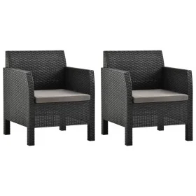 Garden chairs with cushions 2 units PP rattan anthracite gray by vidaXL, Garden chairs - Ref: Foro24-3079666, Price: 180,30 €...