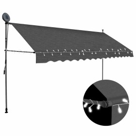 Toldo manual retráctil con LED gris antracita 350 cm en Toldos | Comprar online en Foru.es