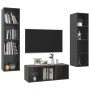 Muebles de salón 3 piezas madera de ingeniería gris con brillo de vidaXL, Muebles TV - Ref: Foro24-3079762, Precio: 171,66 €,...