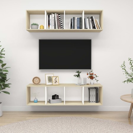 Muebles de salón de pared 2 uds blanco y roble Sonoma de vidaXL, Muebles TV - Ref: Foro24-3079786, Precio: 128,62 €, Descuent...